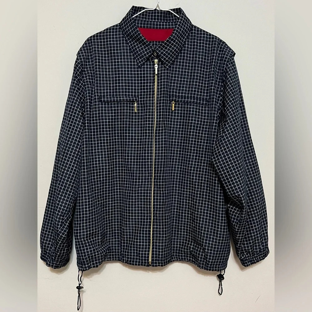 Catalina vintage wind light rain jacket coat. Navy White Medium